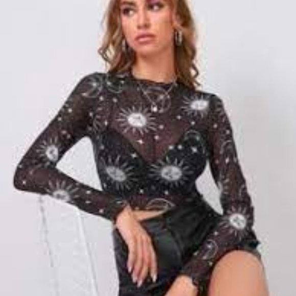 Sun & Moon Sheer Mesh Crop Top - Picture 1 of 5